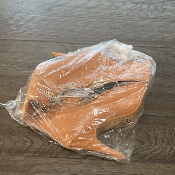 NWT BURJU Sofiya Nude Open Toe Lace Up Ankle Boots | Size 10.5 - Picture 2 of 9